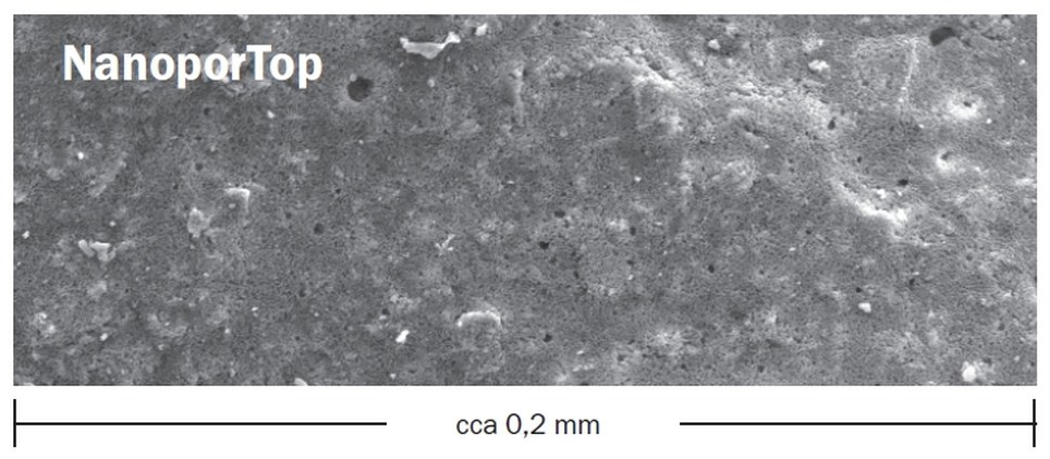 повърхност нанопор мазилка под микроскоп